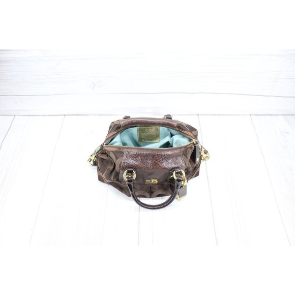 Coach Madison Sabrina Brown Op-art Convertible Satchel Signature Shoulder Bag - Picture 7 of 10